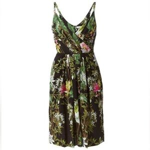 Isabel Marant Etoile Welby Floral Print Dress Black Pink Green Pleated Size 2